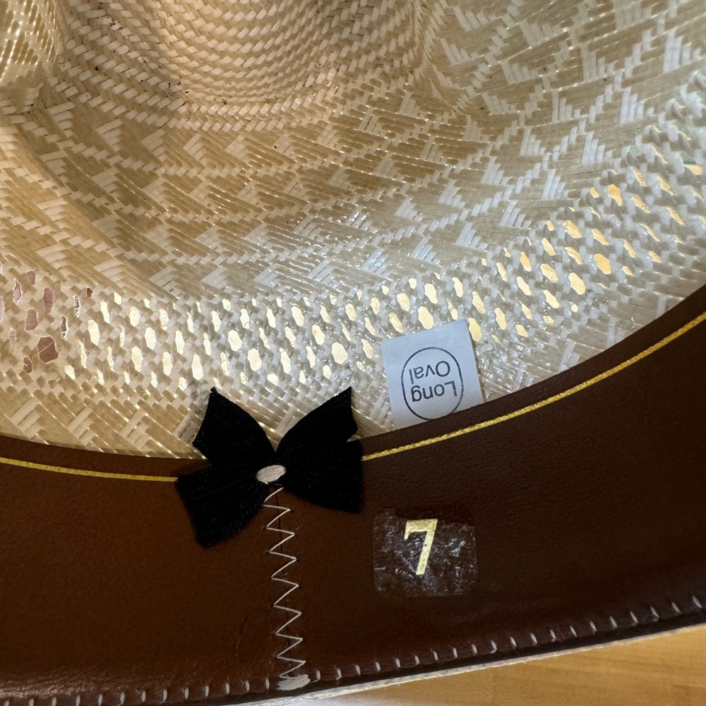 Cowboy’s Custom Greeley Hat Works Straw Rodeo American Hat Size 7 Long Oval - Picture 9 of 11